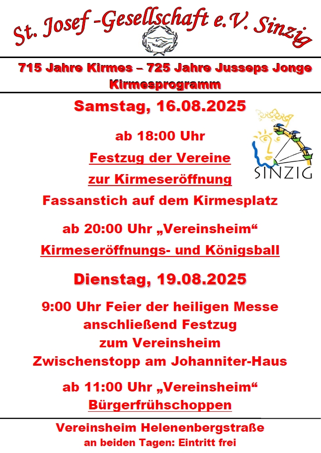 715 Jahre Sinziger Kirmes